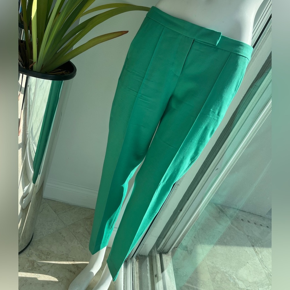 ALC Green Wool Blend Slim Trousers Front Seam Slimming 2/4
